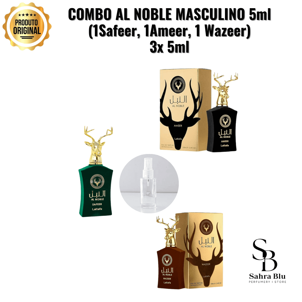 COMBO AL NOBLE MASCULINO 5ml (1Safeer, 1Ameer, 1 Wazeer) 3x 5ml - Kassio Atacado