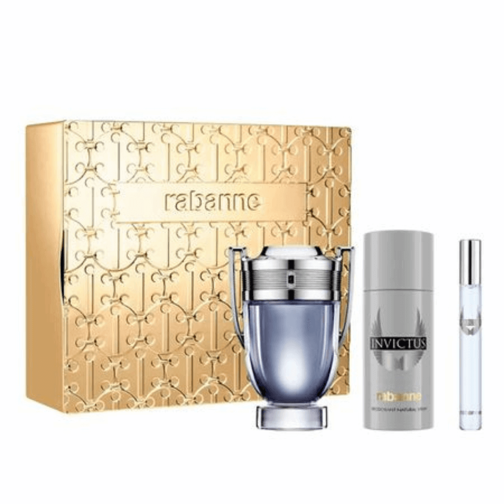 KIT - Rabanne Invictus Perfume Masculino EDT Coffret Desodorante - Kassio Atacado