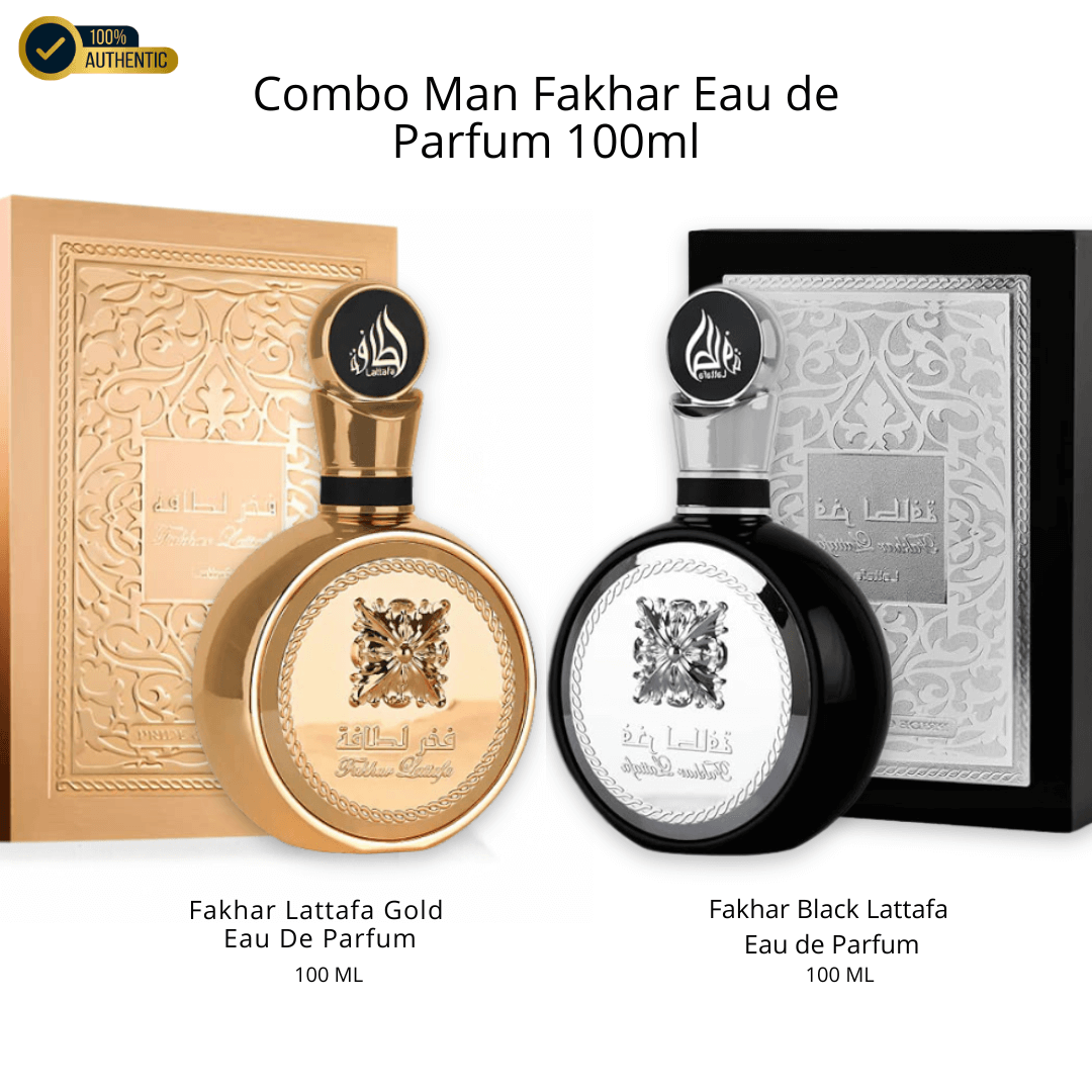 Compre 1 leve 2 - Combo Fakhar Gold & Black: Os Perfumes do MC Daniel com Entrega Imediata e 50% OFF! - Kassio Atacado