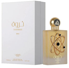 PERFUME THARWAH GOLD EAU DE PARFUM LATTAFA 100ML - Kassio Atacado